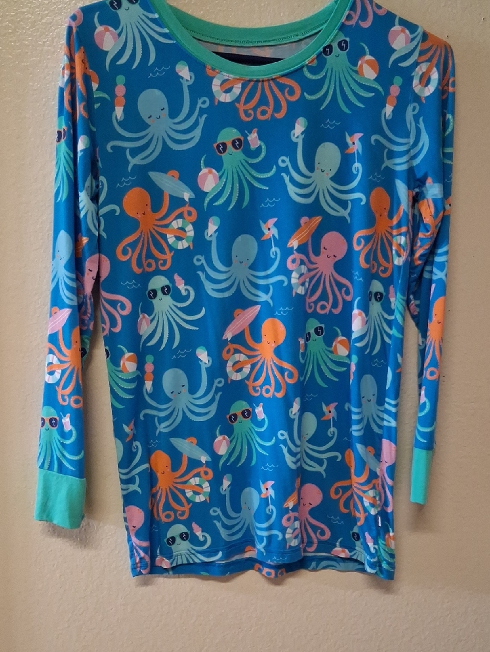 Little Sleepies Blue Octopus Print Long Sleeve Rashguard Size 16 Boy